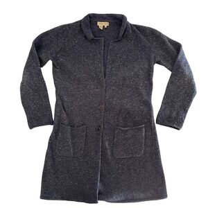 Territory Ahead Speckled Blue Knit Button Wool Cardigan Sweater Jacket Womens M